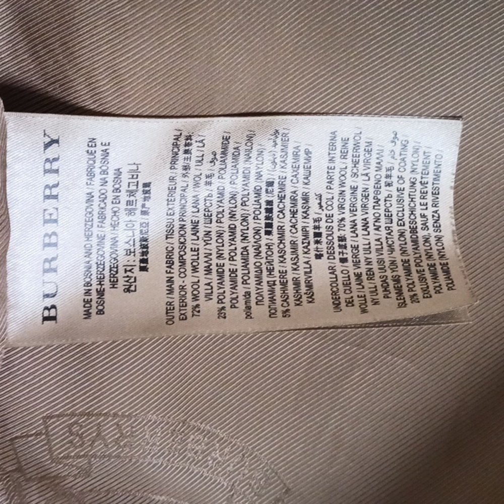 Burberry Tan Wool Trench W Belt Double-Breasted Coat. - Picture 12 of 13